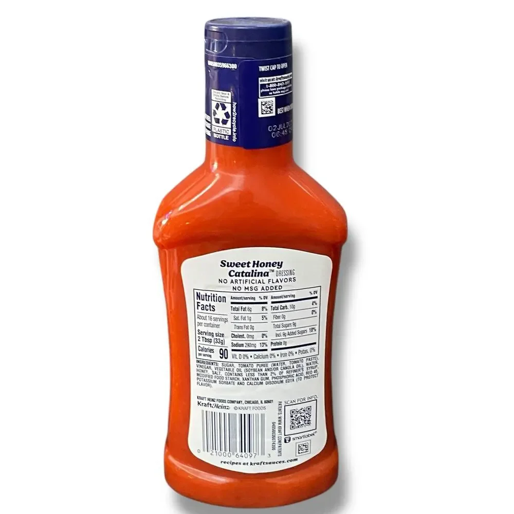 Kraft Sweet Honey Catalina Salad Dressing 16 oz Lot of 2 Exp July 2025 Pantry